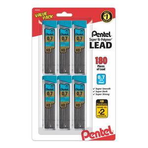 lot 3074 image: Pentel Super Hi-Polymer Refills, 0.7 mm Medium, HB, 180 Pieces of Lead (C27BPHB6)