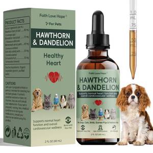lot 3078 image: Heartw0rm Prevention for Dogs, Vet Formulated Hawthorn & Dandelion Herbal Supplement  Supports Circulation,Fluid Balance Cardiovascular WellnessGuards Strong Heart for Cats,Birds,Rabbits,Guinea Pigs