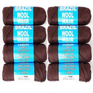 lot 3080 image: Brazilian Wool Hair Yarn for Braids 100% Brazilian Wool Hair Acrylic Yarn for African BraidsSpring TwistFaux LocsWraps with Crochet Hook(8 Roll, Coffee Brown)