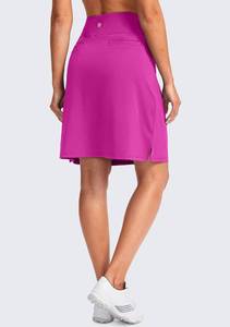 lot 3086 image: SANTINY Womens 20 Knee Length Skorts Skirts 6 Pockets High Waisted Drawstring Long Athletic Tennis Golf Skirt Women(Rose_L)