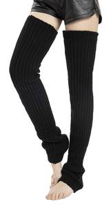 lot 3091 image: Leotruny Womens Winter Thick Knit Extra Long Thigh High Leg Warmers (C01-Black)