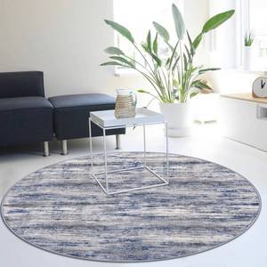 lot 3098 image: KOZYFLY Modern Abstract Round Washable Rug 5Ft, Non-Slip Soft Kitchen Bathroom Circle Rug, Grey-Blue Striped Entryway Rugs Abstract Faux Wool Doormat for Bedside Entrance Bedroom Sink