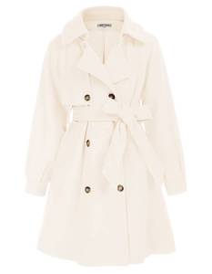 lot 3118 image: GRACE KARIN Girls Dress Coat Lapel Wool Blend Long Winter Coat Jackets with Pockets Belt White 7Y