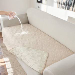 lot 3132 image: Genina 100% Waterproof Couch Cover for 3 Cushion Couch Sofa Cover for Dogs, Anti-Slip Sofa Covers Washable Couch Covers for Sectional Sofa L Shape for Pets Couch Protector, 1 Piece (Beige, Sofa Large)