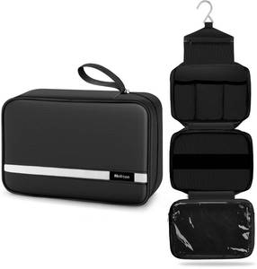 lot 3135 image: Maliton Toiletry Bag for Men & Women Travel Toiletry Bag Hanging Toiletry Bag Hygiene Bag with 4 Compartments Waterproof Bathroom Shower Bag for Traveling(Black)