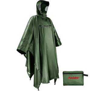 lot 3136 image: Andake Reusable Rain Poncho, Portable Foldable Raincoat, Rain Gear for Walking Hiking Camping Adult Women Men