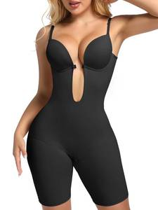 lot 3142 image: Decorus Backless Plunge Shapewear Bodysuits - Women Low Back Body Shaper ��Black Full Body Tummy Control Built in Bra With Plunge L
