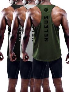 lot 3154 image: NELEUS Mens 3 Pack Dry Fit Y-Back Muscle Tank Workout Gym Shirt,5031,Black,Grey,Olive Green,XL