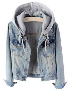 lot 3161 image: LifeShe Womens Casual Detachable Hoodie Denim Jacket M