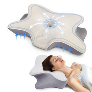 lot 3162 image: Moneledis Cervical Neck Pillow, Ergonomic Pillows for Side Back Stomach Sleepers, Memory Foam Bed Pillow for Neck Pain Relief, Orthopedic Contour Design with Cooling Pillowcase