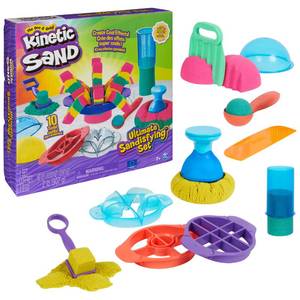 lot 3170 image: Kinetic Sand, Ultimate Sandisfying Set with 2lbs Play Sand (Pink, Yellow & Teal), 10 Tools & Molds, Sensory Toys for Kids Ages 7 and up