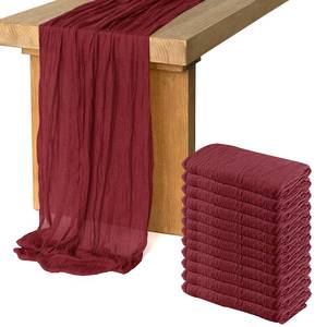 lot 3178 image: 12 Pack Cheesecloth Table Runner, Runner Gauze Boho Wedding Decor Romantic Table Runner for Wedding Birthday Party(35 x 118) (Wine Red)