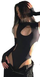 lot 3182 image: Womens Y2K Sexy Hollow Out Tank Bodysuit Summer Skinny Leotard Tops Streetwear 3 Outfit L