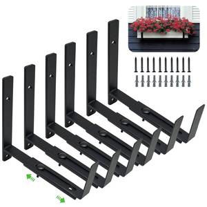 lot 3190 image: Pusonor Adjustable Window Box Bracket 6 Pack, Heavy Duty Planter Box Bracket Flower Box Holder Wall Mount Suitable for Planter Boxes 6 inches to 12 inches Deep