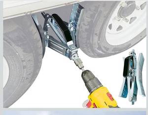 lot 3192 image: Camper Wheel Chock, Heavy Duty Rotatable X Shaped Stabilizer for RV Trailer (Drill Adjusted), 2 Sets of Tire Lock Chocks (Patented)