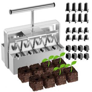 lot 3193 image: Nanovi Soil Blocker, 2 Inch Soil Block Maker with 3 Sizes Seed Pins & Comfortable Handle 8 Cell Handlheld Soil Blocking Tool for Seed Starting, Grow Seedling, Outdoor Plants, Greenhouses, Garden