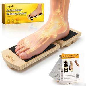 lot 3196 image: Frgofl Balance Board for Ankle Strengthening & Physical Therapy - Adjustable Single Leg Board for Recovery from Sprains, Plantar Fasciitis  Stability Trainer with Video Guide and Carry Bag