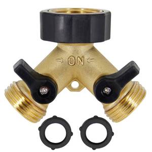 lot 3199 image: Lifynste 2 Way Brass Hose Splitter, 34 Brass Hose Connectors, Y Connector Garden Hose Adapter Connector, 1 Pack