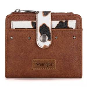 lot 3204 image: Montana West X Wrangler Cow Print Wallet Women Small Wallet Womens Wallets, Card Cases & Money Organizers Bifold Credit Card Wallets Womens Ladies Female Small Wallett with Removable ID Window