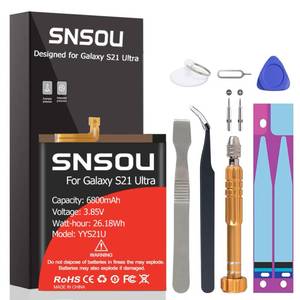 lot 3207 image: SNRONEW Galaxy S21 Ultra Battery, (2024 Upgraded) 6800mAh EB-BG998ABY Li-Polymer Battery Replacement Compatible with Galaxy S21 Ultra 5G SM-G998BDS SM-G998U with Screwdriver Tool Kit
