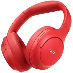lot 3226 image: TOZO HT2 Hybrid Active Noise Cancelling Headphones, Wireless Over Ear Bluetooth Headset, 60H Playtime, Hi-Res Audio Custom EQ via App Deep Bass Comfort Fit Ear Cups, for Home Office Travel Red