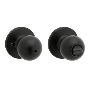lot 3230 image: Kwikset Polo Interior Privacy Door Knob with Lock, Door Handle for Bathroom and Bedroom, Matte Black Keyless Turn Lock Doorknob, with Microban Protection