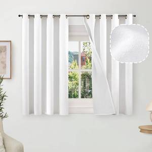 lot 3240 image: Short Blackout Curtains 45 Inch Length 2 Panels, Thermal Insulated Total Light Blocking Linen Window Curtains for Bedroom Basement Farmhouse Privacy Noise Reducing, Grommet, White, Each 52 Wide