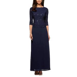 lot 3241 image: Alex Evenings Womens 34 Sleeve Stretch Lace Bodice One Piece Mother of the Bride Dress (Petite and Regular Sizes), Navy, 12