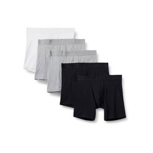 lot 3242 image: Amazon Essentials Mens Cotton Jersey Boxer Shorts Underwear, Pack of 5, Grey HeatherBlackWhite, Small