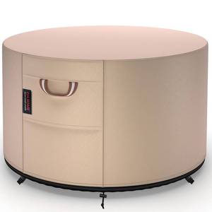 lot 3251 image: QH.HOME Fire Pit Cover Round-36 D X 24 H Inch Heavy Duty 900D Strong Tear-Resistant and UV Resistant and Waterproof and Fading Resistant Polyester Firepit Covers Round for Outdoor Fire Pit-Wheat