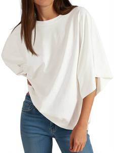 lot 3256 image: Cicy Bell Womens Oversized Half Sleeve T-Shirts Summer Casual Crew Neck Tshirt Loose Fit Side Slit Tee Tops White 8