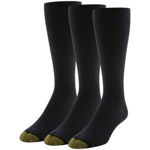 lot 3262 image: GOLDTOE Mens Mild Compression Over The Calf Socks, Multipairs, Black (3-Pairs), Large