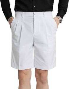 lot 3266 image: MOGU Mens Flat Front Pleat Dress Shorts for Golf, Casual and Formal Wear 9 Inseam White 40