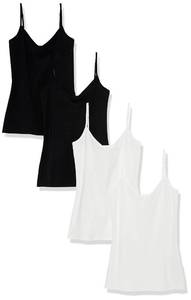 lot 3267 image: Amazon Essentials Womens Slim-Fit V-Neck Cami, Pack of 4, BlackWhite, Medium