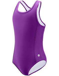 lot 3268 image: Girls One Piece Swimsuits Racerback Kids Bathing Suit Modest Swimwear for Girl Athletic Competition 7-16Y(Purple,14Y)