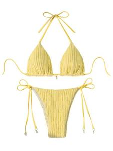 lot 3269 image: Verdusa Bikini Sets for Women 2 Piece Swimsuits Swimwear Beach Outfits Halter String Triangle Thong Bikini Yellow Small
