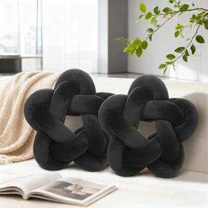 lot 3273 image: Wadser 2 Piece Knot Pillows, Black Throw Pillows Knotted Star Cushion Decorative Plush Pillow for Bedroom Living Room, Black 12.59