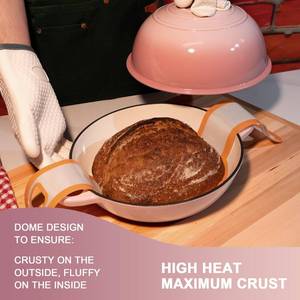 lot 3276 image: AHJ 6QT Dutch Oven For Bread Baking, Enameled Cast Iron Dutch Oven Pot with Lid, Multi-Functional Bread pan, Sourdough Baking Supplies with Proofing Basket, Cast Iron Bread Oven, Silicone Sling & Gloves.