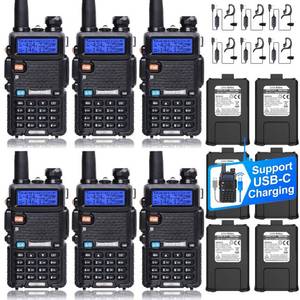 lot 288 image: Baofeng UV-5R Dual Band Two Way Radio with 1800mAh USB-C Charge Pack of 6 for Hiking Camping Hunting Skiing Trip(Black)