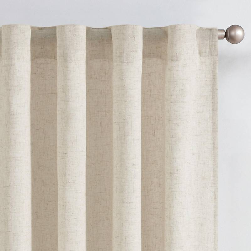 lot 24689 image: jinchan Natural Linen Curtains with White Privacy Lining Beige Lined Curtains 90 inch for Closet Small Window Living Room Bathroom Farmhouse Cottage Core Light Filtering Rod Pocket Back Tab 2 Panels - Retail $48
