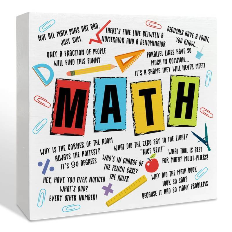 lot 28830 image: Math Teacher Gifts for Women Men, Teacher Birthday Christmas Teachers Day Gifts, Back to School Teacher Gifts, Teacher Thank You Appreciation Gifts Retirement, The Math Book, Wooden Box Sign - Retail $10