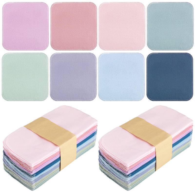 lot 30682 image: Kinlop 24 Pcs Lunchbox Cloth Napkins Bulk Reusable 2 Ply 8 x 8 Colorful Flannel Wipes Washable Soft Cotton Sturdy Absorbent Cloth Placemats for Spring Summer Dining Home Party Solid Color - Retail $24
