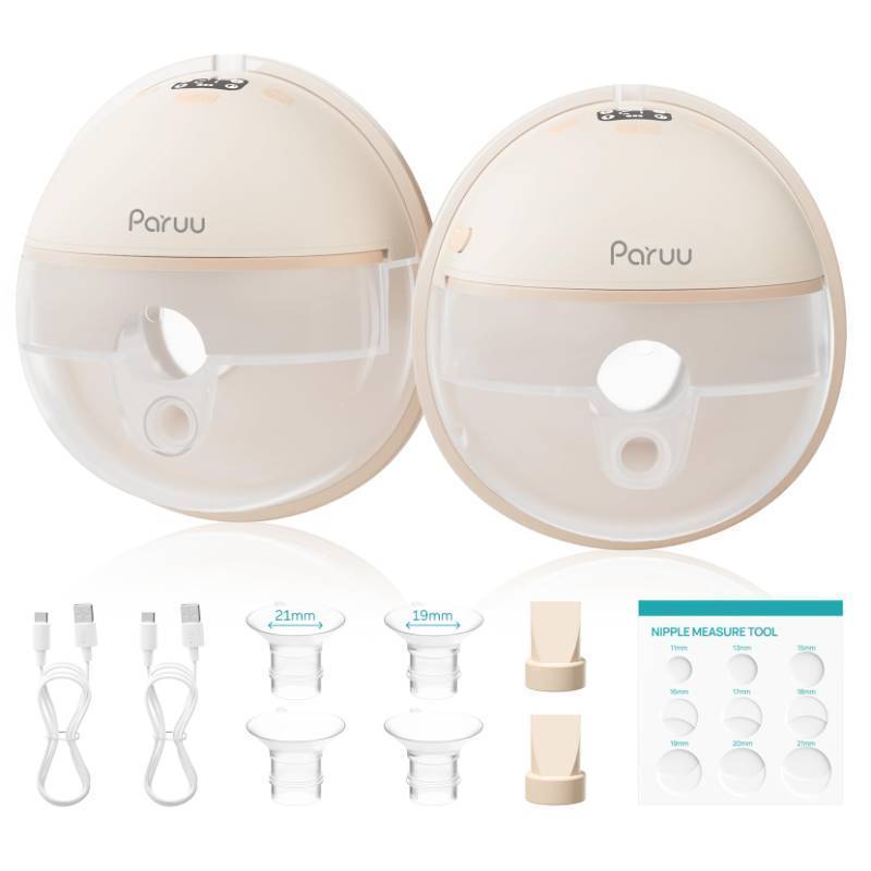 lot 32315 image: Paruu Hands Free Breast Pump P16, Wearable Breast Pump Electirc Portable with 4 Modes & 12 Levels, Max 309mmHg Strong Suction 192124mm Flange Inserts Wearable Breastfeeding Pump, 2 Pack Nude - Retail $54