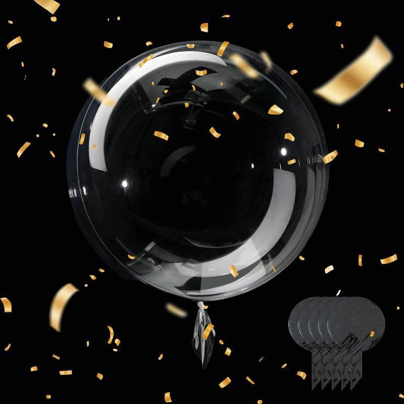 lot 41903 image: Clear BoBo Balloons - 10pcs 30inch Large Transparent Bubble Globos with Ribbon for Stuffing Birthday Party Wedding DIY Decorations - Retail $13