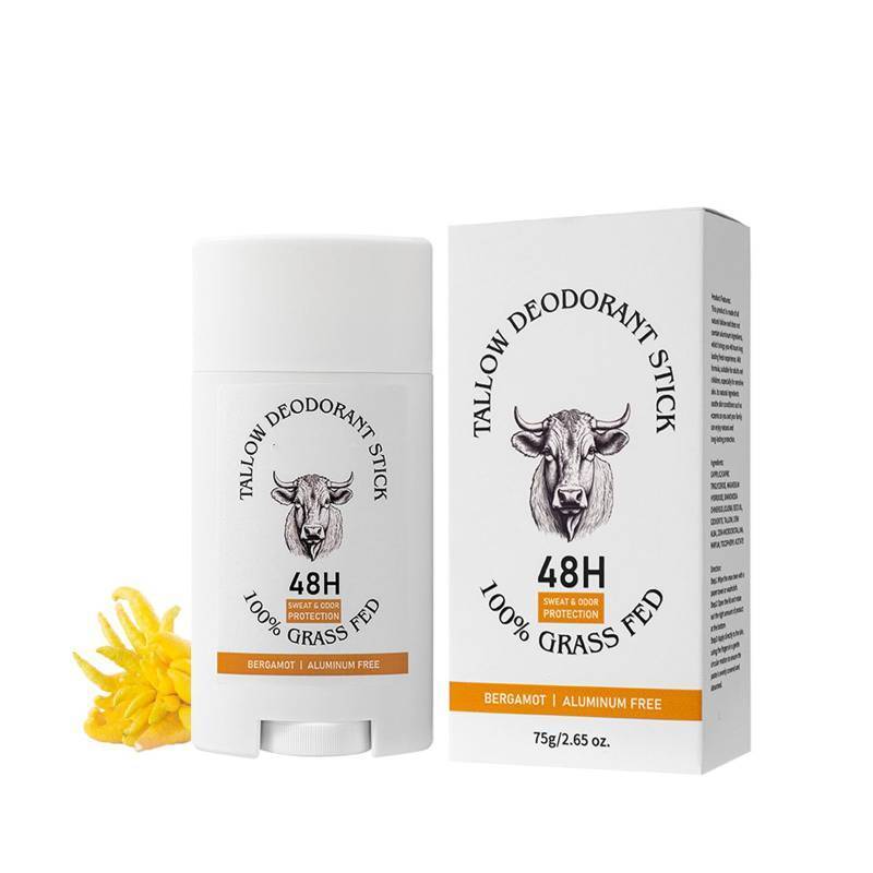 lot 30068 image: Tallow Deodorant, Women & Mens Deodorant Stick with Grass-Fed Beef Tallow - Bergamot Scented,48-Hour Odor Control, Invisible Cream Stick for Underarms and Private Parts, Aluminum-Free - Retail $10