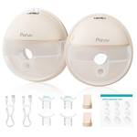 Paruu Hands Free Breast Pump P16, Wearable Breast Pump Electirc Portable with 4 Modes & 12 Levels, Max 309mmHg Strong Suction 19/21/24mm Flange Inserts Wearable Breastfeeding Pump, 2 Pack Nude - Retail: $54