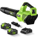 Leaf Blower Cordless, 650CFM Electric Leaf Blowers with 2 x 5.2Ah Batteries and Charger, 3 Speed Modes, 1 x Adjustable Shoulder Strap, Powerful Blowers for Lawn Care, Patio, Dust, Blowing Leaves - Retail: $130