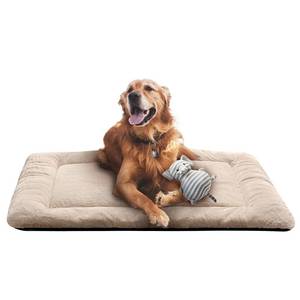 lot 19369 image: Dog Beds Crate Pad for Large Dogs Ultra Soft Dog Crate Bed Washable & Anti-Slip Kennel Pad for Dogs Cozy Sleeping Mat,Cream 42inch - Retail $33