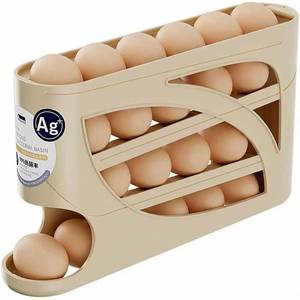 lot 19376 image: Fridge Egg Holder, 30 egg organizertray for refrigerator,fridge organizers and storage for Kitchen.(Beige)