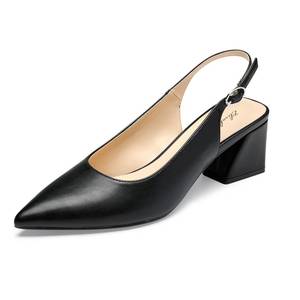 lot 19380 image: GENSHUO Womens Slingback Closed Toe Chunky Heel Pumps-2.36 Inches-Office Wedding Party Dress Shoes Black - Retail $40